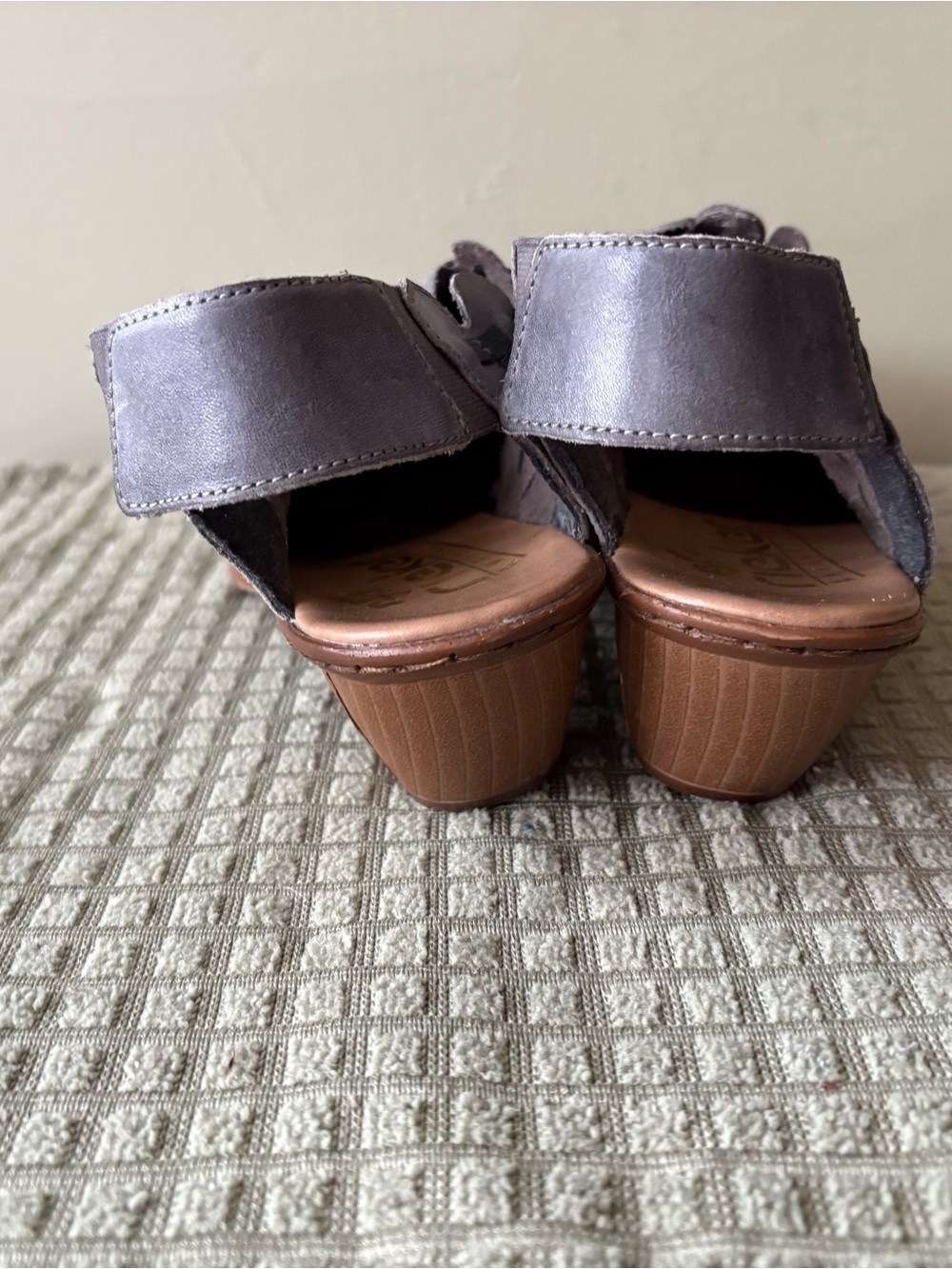 Rieker anti stress Women's Gray leather Woven Slingback heels Size 39 - Picture 5 of 8